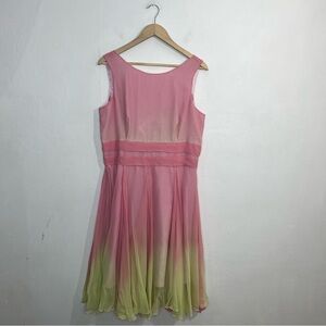 Vintage ECI New York Silk Pink Pastel Ombre Fairy Y2k Dress Size 14 NWT